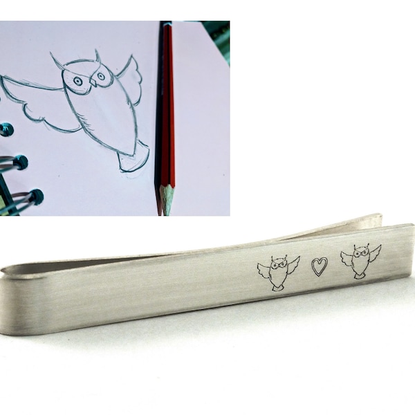 Custom Design Tie Bar, Engraved with your Design, Personalized Tie Clip, Custom Logo, Corporate Gifts, For Him, Child's Drawing, For Daddy