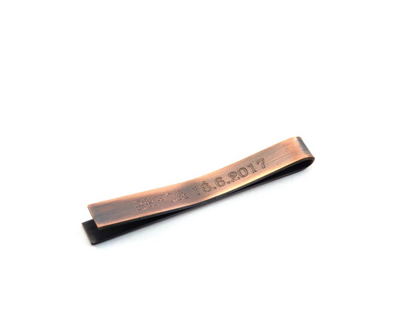 Groomsmen Gift Engraved Tie Pin Secret Message Copper Tie Bar Graduation Gift for Men Personalised Tie Clip