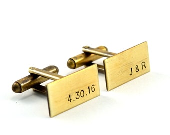 Initial Cufflinks, Custom Cuff Links, Personalised Cufflinks, Monogram Cufflinks, Antiqued Brass Cufflinks