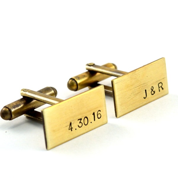 Initial Cufflinks, Custom Cuff Links, Personalised Cufflinks, Monogram Cufflinks, Antiqued Brass Cufflinks