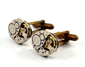 Watch Cufflinks, Steampunk Cufflinks, Watch Movement Cufflinks, Soldered