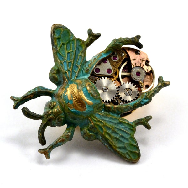 Steampunk Bee Brooch, Clockwork Bee Pin, Steampunk Bug