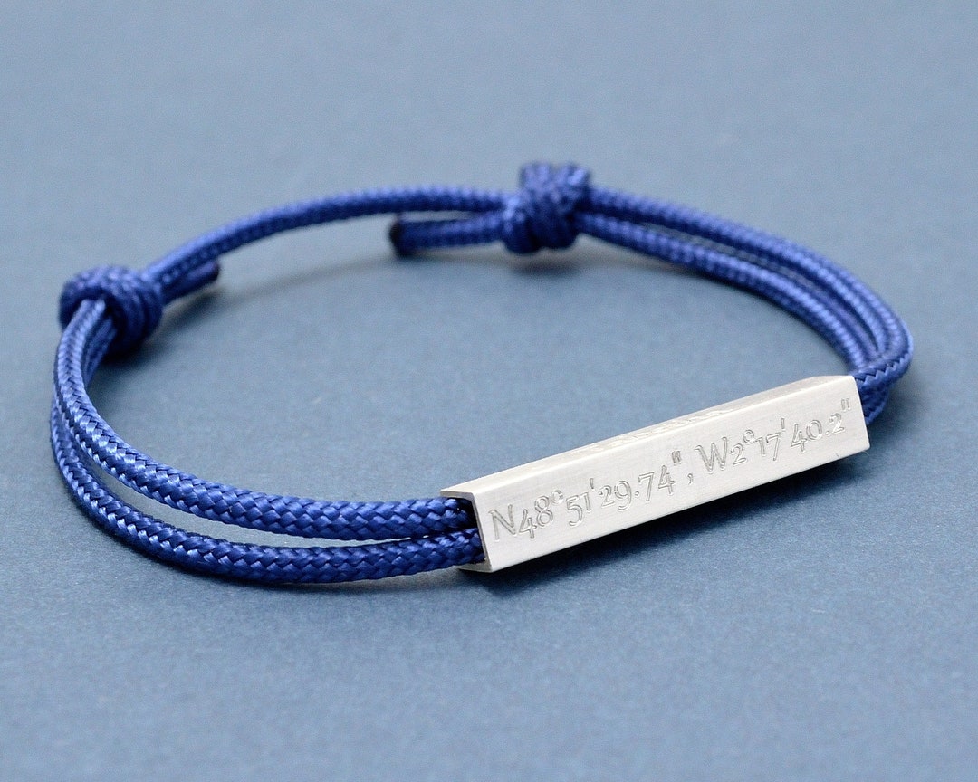 Coordinate Bracelet, SILVER Couples Bracelet, Engraved Quote Bracelet