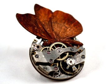 Steampunk Butterly Pin, Butterfly Brooch, Steampunk Pin