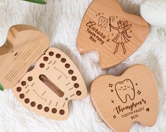 Personalized Wooden Tooth Fairy for Kids,Tooth Keepsake Box,Kids Tooth Box,Tooth Fairy Holder for Kids,New Baby Gift,First Tooth Fairy Box