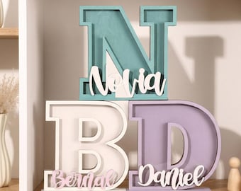 Personalized Letter Piggy Bank, Wooden Initial Coin Bank for Kids, Custom Name Money Box, Baby Shower Gift, Nursery Decor