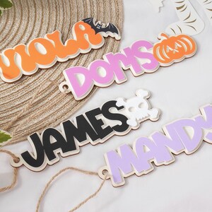 Etiqueta de fantasma para cesta de Halloween, etiquetas personalizadas de Halloween, etiquetas con nombre de Halloween, etiquetas con nombre para cesta de dulces, etiquetas con nombre para bolsa de dulces, adorno de Halloween