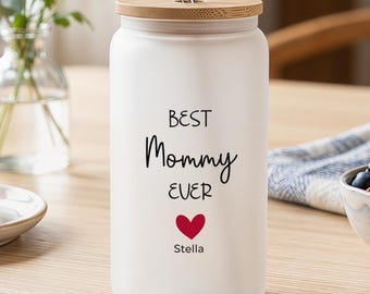 Tazza in vetro personalizzata per la mamma, regalo personalizzato per la mamma, bicchieri per la festa della mamma, grazioso bicchiere termico per caffè freddo per lei, regalo di compleanno premuroso