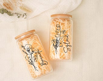 Custom Glass Tumbler with Straw,Tumbler with Name,Personalized Gift For girls,Bridesmaid Proposal Gift,Wedding Gift,Bridesmaid Gifts for Her