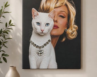 Marilyn Monroe with her Kitty 12” x 16”