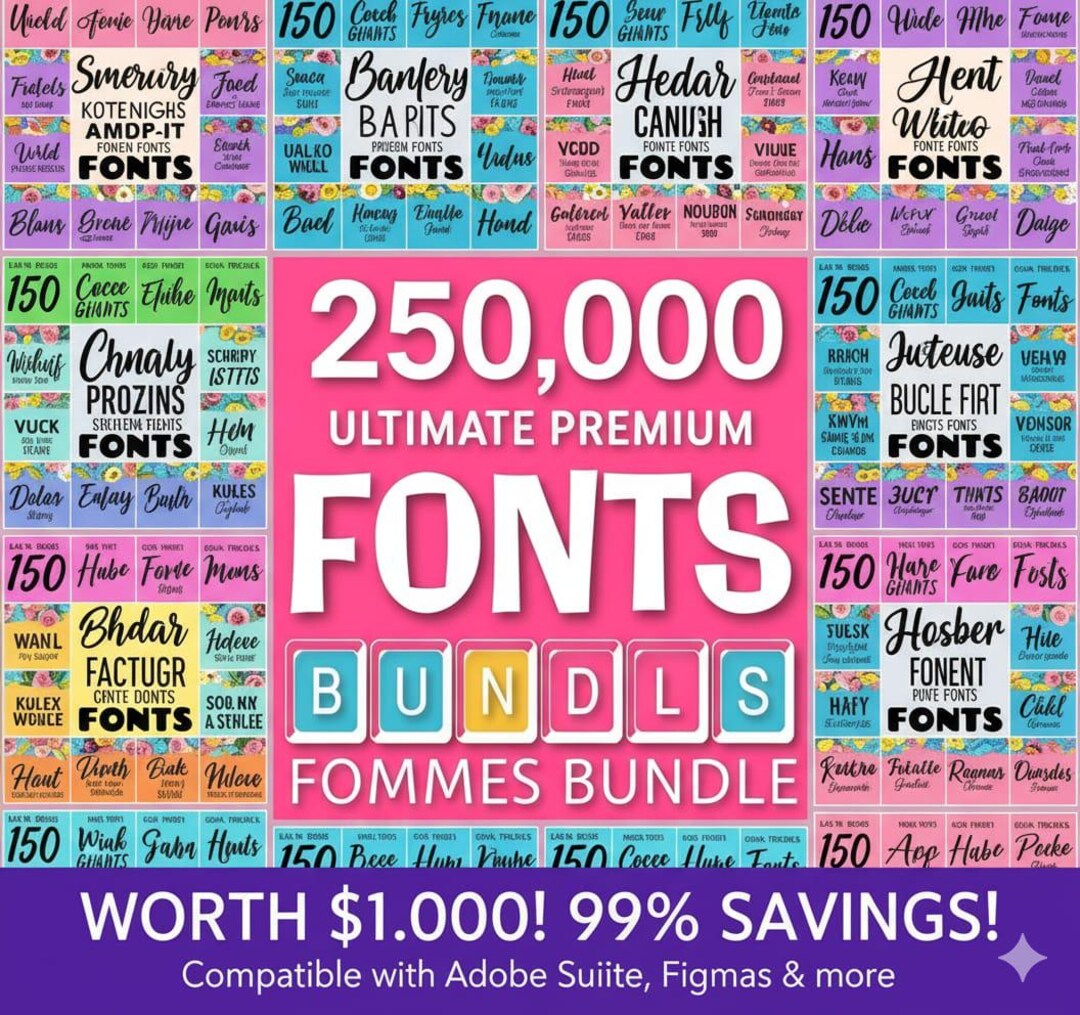 250000 Ultimate Fonts Collection | Huge Mega Bundle With Script ...
