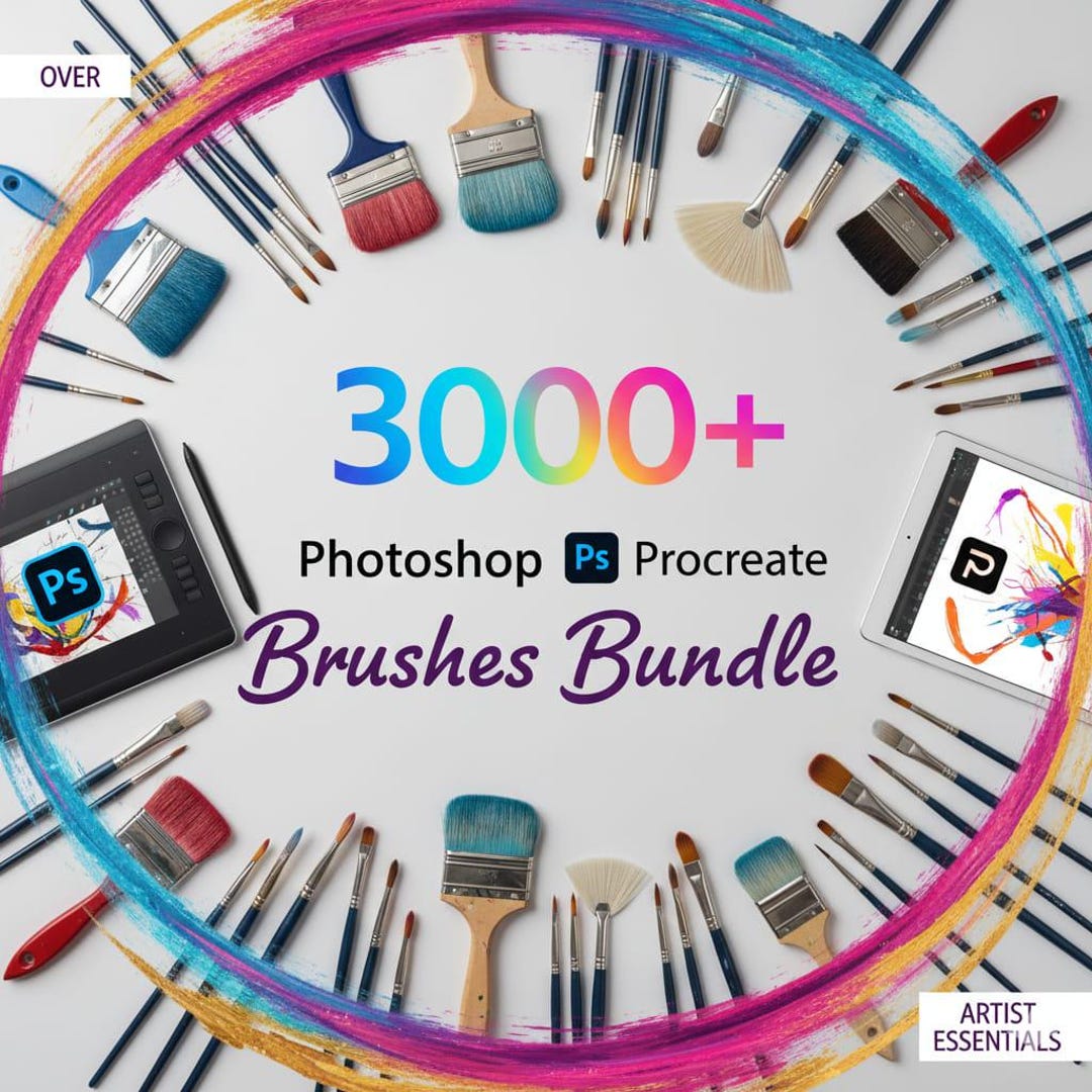 3000 Photoshop Procreate Brushes Bundle ,graphic Designer, Illustrator ...