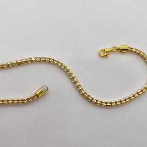 3mm Two Tone Diamond Cut Necklace 925 Sterling Silver, Diamond Cut Necklace, Gold Chain, Gold Necklace, Two Tone Necklace, Gift for him