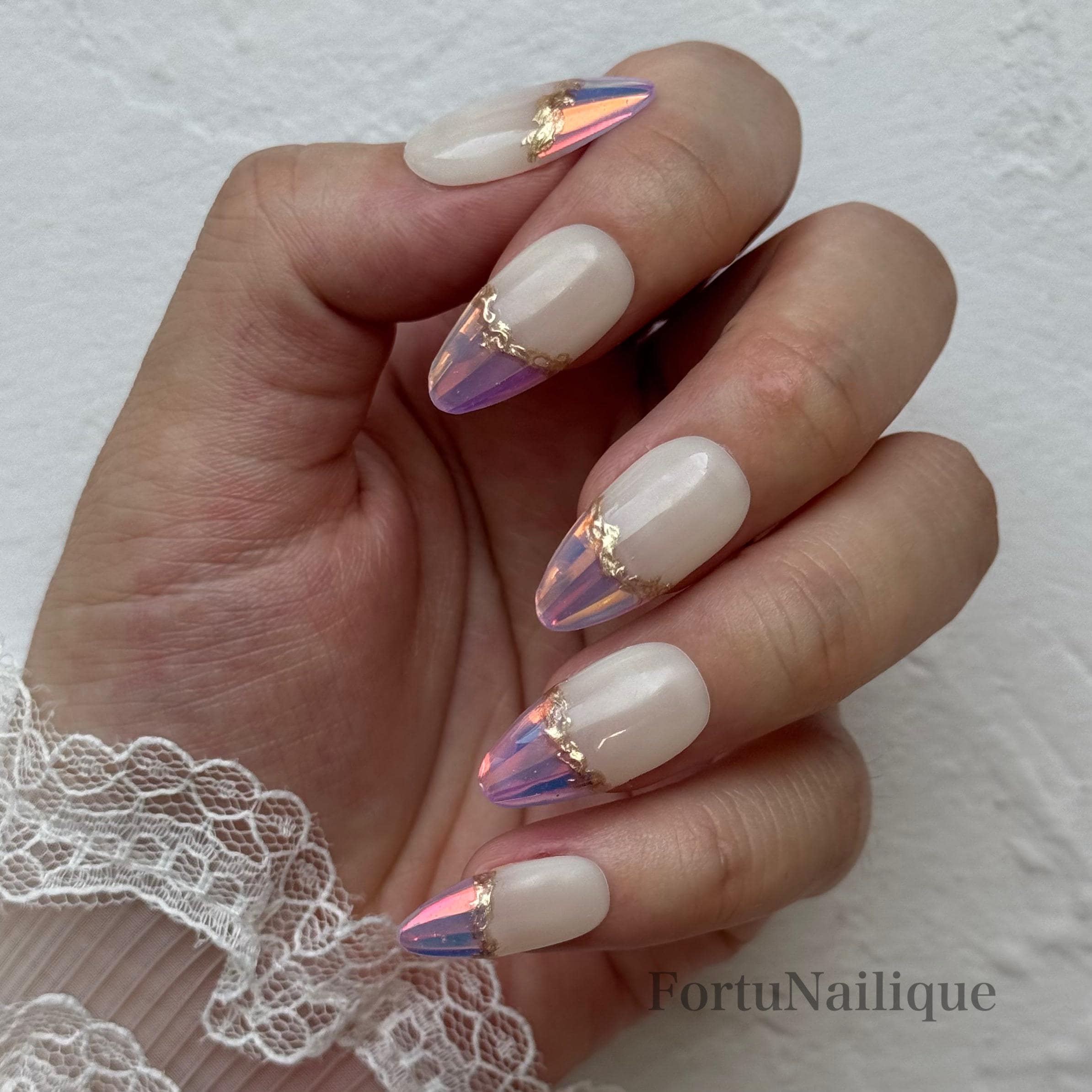 Nail French Style with Holographic Shimmer