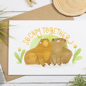 So Capy Together Greeting Card | Friendship Card | Love | Valentine's | Cute Animal Illustration | Capybara | Animal Lovers | Handmade