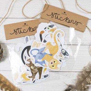 Sticker Pack 13 x Paper Stickers Cats Cute Decorative Handmade Handcut immagine 1