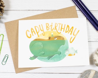 Capybara Capy Birthday Card | Cute Animal Illustration | Rodent | Animal Lovers | Handmade