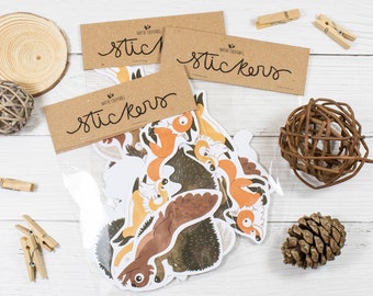 Sticker Pack | 8 x Paper Stickers | Fox | Hedgehog | Owl | Squirrel | Native Species | Cute Wildlife | Decorative | Handmade | Handcut
