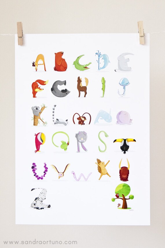 Animal Alphabet print | Etsy