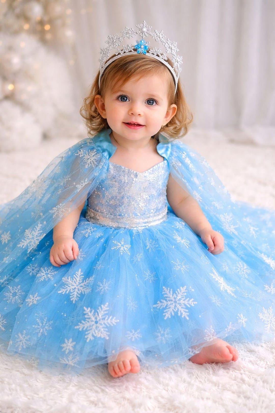 Elsa Inspired Snowflake Tulle Baby Dress, Princess Costume, 1st ...