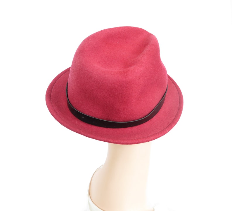 Vintage Fedora Hat Rose Pink With Leather Hatband Etsy
