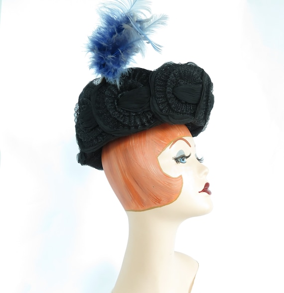 1900s Edwardian hat, vintage Victorian black toque