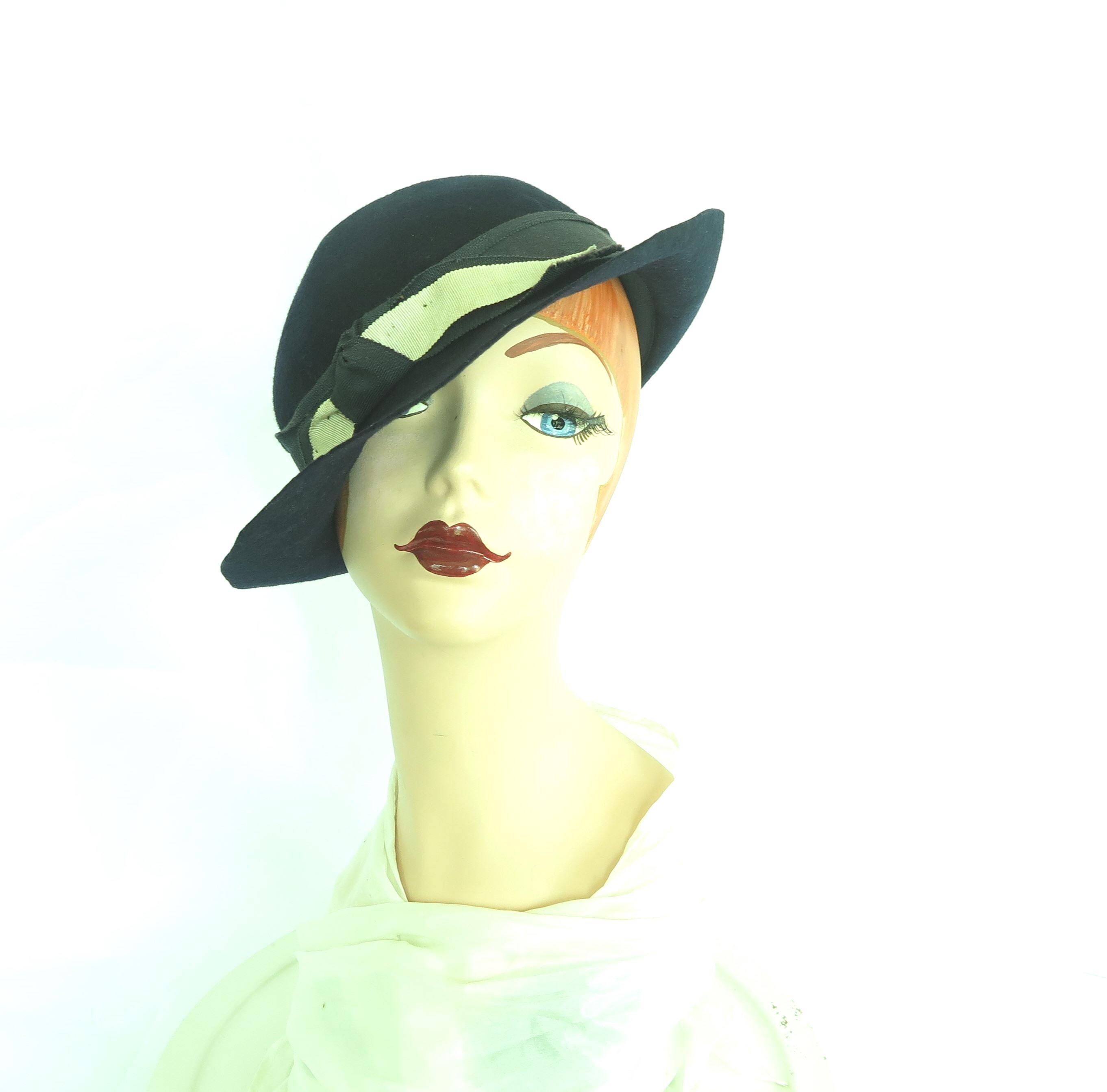 1930s Fedora Hat, Vintage Blue 30s Tilt, Woman display picture 1