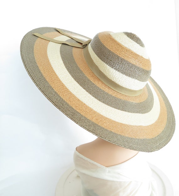 Vintage straw hat, woman's Bellini, tan brown wide