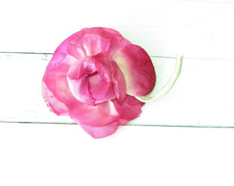 Antique rose flower pink vintage millinery hat supply silk flocked