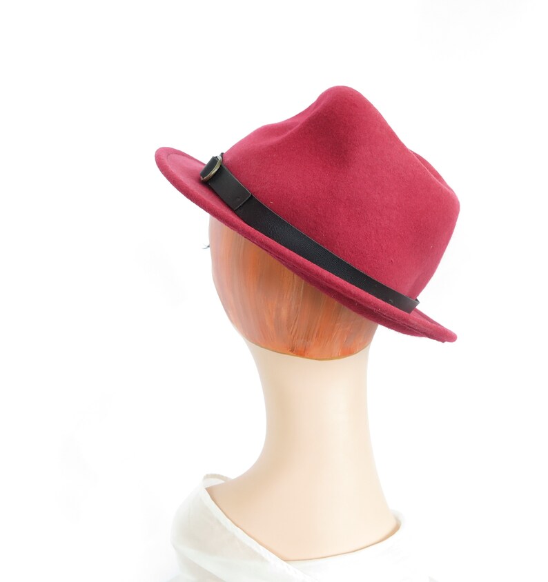 Vintage Fedora Hat Rose Pink With Leather Hatband Etsy