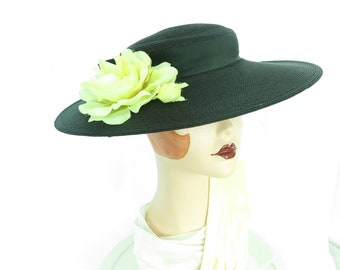 50s Vintage hat black with yellow gloves womans 1950s  Audrey style