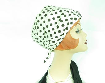 1960s turban hat, vintage black white polka dot, black gloves