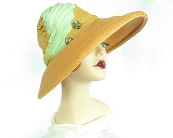 Vintage 40s hat orange tilt Casablanca womans 1940s Audrey style