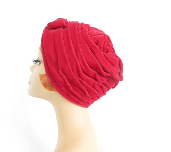 Vintage pink turban hat, 1960s woman's velvet