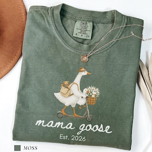 Personalized Mama Goose Shirt, Comfort Colors Goose Mom Tee, Custom Est Year Mom To Be Shirt, Pregnancy Announcement Shirt, New Mom Gift