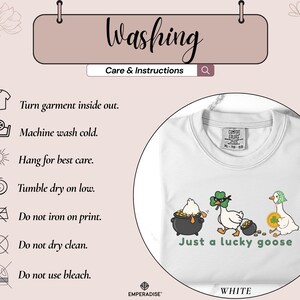 Comfort Colors Funny St Patricks Day Shirt, Just A Lucky Goose Tee, Irish Humor Gift, Cute Lucky Shamrock Goose Shirt, Funny St Paddys Tee White