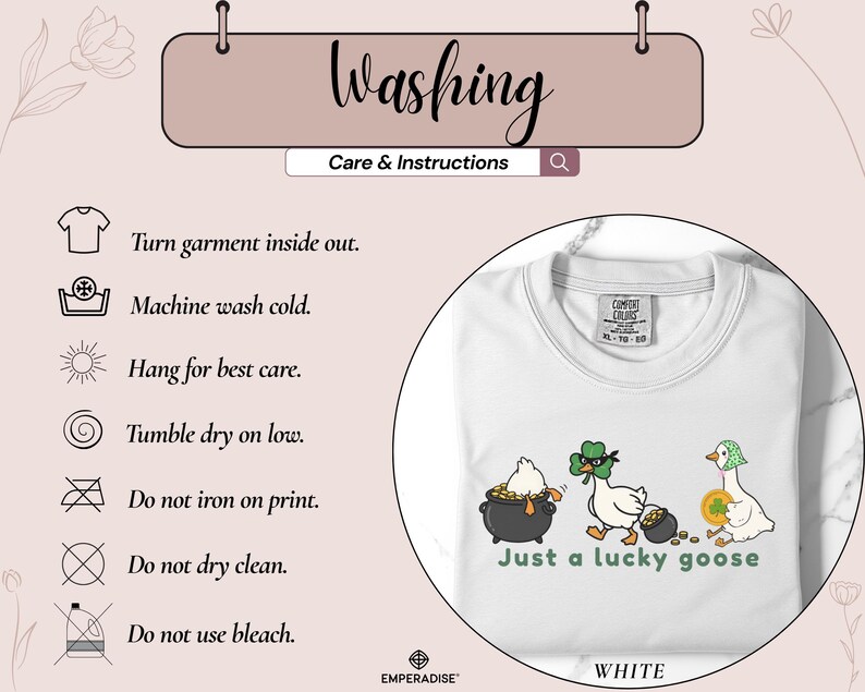 Comfort Colors Funny St Patricks Day Shirt, Just A Lucky Goose Tee, Irish Humor Gift, Cute Lucky Shamrock Goose Shirt, Funny St Paddys Tee White