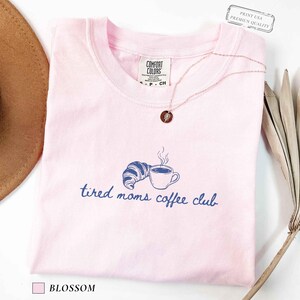 Neutral aesthetic mom shirt with minimalist tired moms coffee club design
