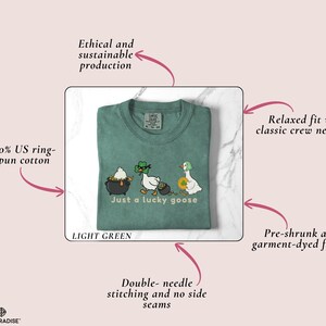 Comfort Colors Funny St Patricks Day Shirt, Just A Lucky Goose Tee, Irish Humor Gift, Cute Lucky Shamrock Goose Shirt, Funny St Paddys Tee bild 13
