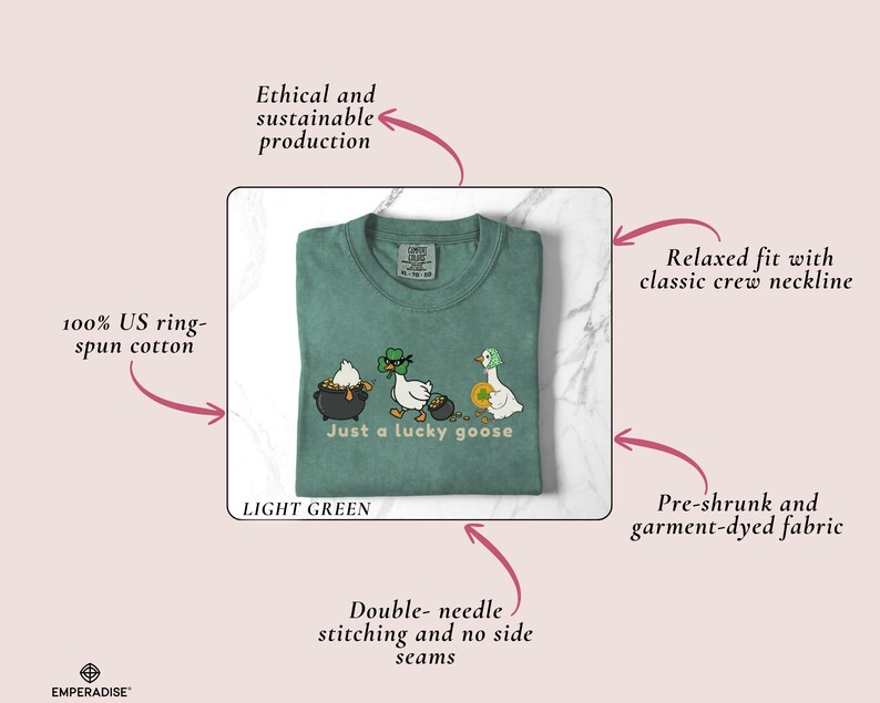 Comfort Colors Funny St Patricks Day Shirt, Just A Lucky Goose Tee, Irish Humor Gift, Cute Lucky Shamrock Goose Shirt, Funny St Paddys Tee bild 13
