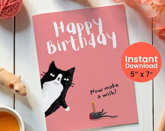 Tarjeta de cumpleaños divertida de gato: Meme perfecto para los amantes de los gatos (Descarga digital)