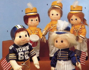 Stacy Majorette, Shorty, Pam and Janet band members set of 4 easy to sew doll patterns from Carolee Creations/SewSweetDolls