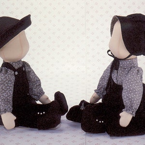 Poly and Pete Easy To Sew Amish or Country style cloth dolls and pet kitten from Carolee  Creations SewSweet Dolls