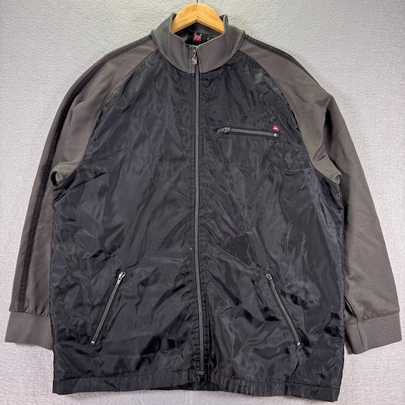 Quiksilver, Vintage Quiksilver Windbreaker Track Jacket Mens XL Black Gray Surf Y2K