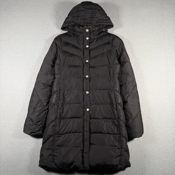 J.Crew, J. Crew Black Down Puffer Coat Hooded Full Zip Womens XS 80452 Vintage 2006