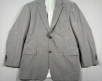 Completo da uomo Hugo Boss Pasolini in lana gessata grigia, taglia 42R, 2 pezzi, giacca e pantaloni, stile vintage.