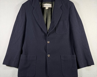 Aeropostale Compagnie Generale Mens Wool Blend Navy Blue Patch Pocket Blazer S