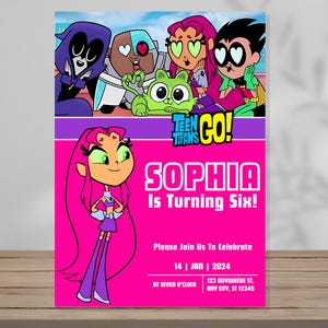 Teen Titans Geburtstagseinladung: Starfire, bearbeitbare Vorlage (digitaler Download)