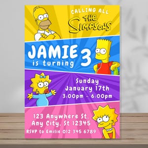 Simpsons Birthday Invitation Editable Template Digital Party Invitation Custom Printable Instant Digital Download Canva Cartoon Boys Girls
