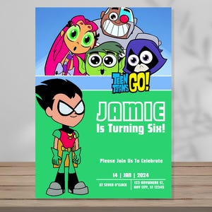 Birthday Invitation Teen Titans Robin Editable Template Digital Party Invitation Custom Printable Instant Digital Download Canva Cartoon